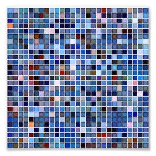 Funky Blue 'Bathroom Tiles' Pattern Photo Art
