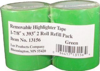 Lee Removable Highlighter Tape, 1 7/8" Wide x 393" Long, 2 Roll Refill Pack, Green (13156) 