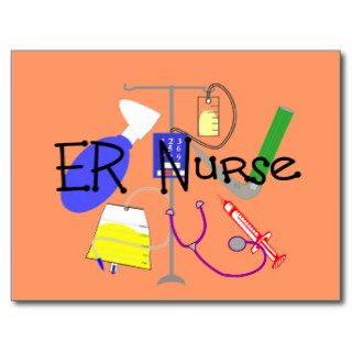 ER Nurse Medical Equipment Design Postcards