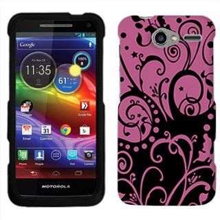 Motorola Electrify M Purple Swirl on Black Hard Case Phone Cover Cell Phones & Accessories
