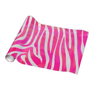 Zebra Hot Pink and White Print Gift Wrapping Paper