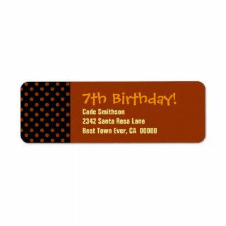 7th Birthday Cute Polka Dot Pattern Custom Return Address Labels