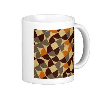 Stylish Orange Brown Cream Retro Geo Pattern Mug