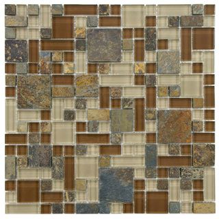 Somertile 12x12 Reflections Versailles Brixton Glass/ Stone Mosaic Tiles (Pack of 10) Wall Tiles