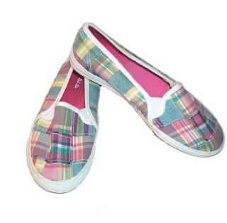Limited Too Women's Madras Plaid Slip On Sneakers, 7 Shoes