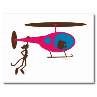 Pink Panther Hanging a Helicopter Post Card