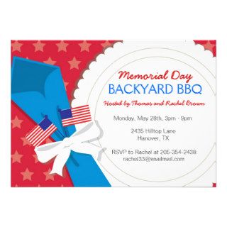 Red, White and Blue Backyard BBQ Party Invitations