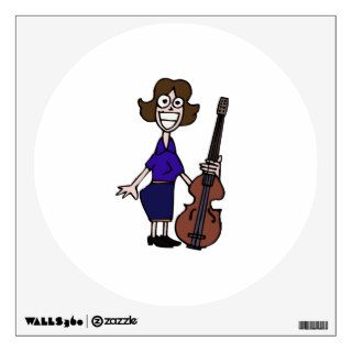 goofy cartoon female bass player blue wall stickers