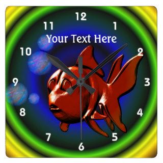 Funky Red Goldfish Animal Art Clocks
