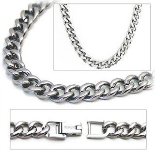 6.9mm Titanium Men's Curb Link Necklace Chain Jewelry