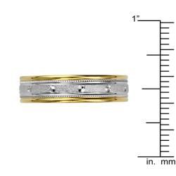 14k Two tone Gold Men's Milligrain Screw Design Wedding Band Men's Rings