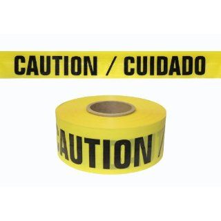 Presco BR357Y16 658 500' Length x 3" Width x 7 mil Thick, Polyethylene, Yellow with Black Ink Reinforced Barricade Tape, Legend "Caution" (Pack of 8) Safety Tape
