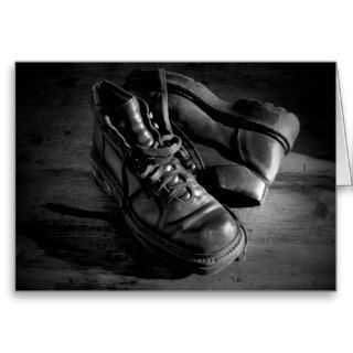 Old leather shoes card