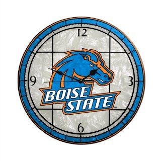 Boise State 12" Art Glass Clock  Sports Fan Wall Clocks  Sports & Outdoors