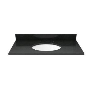 Solieque 31 in. Granite Vanity Top in Absolute Black with White Basin VT3122BLK.8.HDSOL,DSOM,DSOM