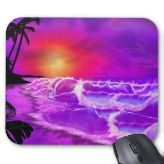 Tropical Island Beach And Waves During Sunset Mouse Pads