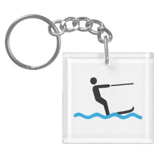 water ski square acrylic key chains