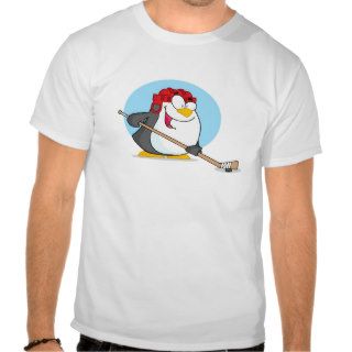 Happy Penguin Playing Ice Hockey T Shirt