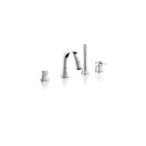GROHE Grandera Single Handle Deck Mount Roman Tub Faucet with Personal Handshower in Brushed Nickel InfinityFinish 19936000
