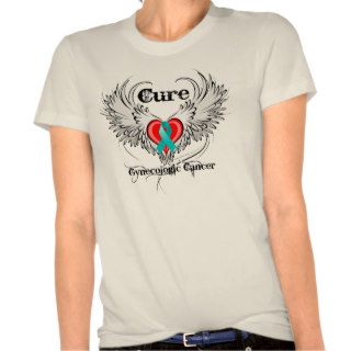 Cure Gynecologic Cancer Heart Tattoo Wings Shirts