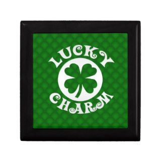 Green Background Lucky Charm Trinket Boxes