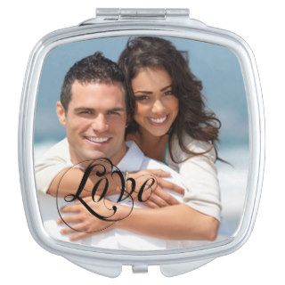 Romantic Mrs. Your Photo Wedding Mirrored Compact Travel Mirror