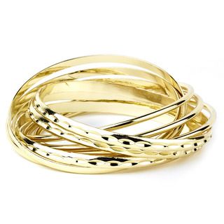 Metal Gold tone High polish finish Stackable Textured Bangle Set West Coast Jewelry Fashion Bracelets