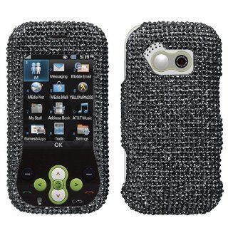 Fits LG GT365 Neon Etna AT&T Hard Plastic Snap on Cover Black Full Diamond/Rhinestone Cell Phones & Accessories