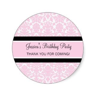 Birthday Thank You Custom Name Favor Tags Pink Sticker