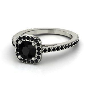 Olivia Ring (6mm gem) Cushion Black Onyx 14K White Gold Ring with Black Onyx Jewelry Products Jewelry