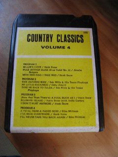 Country Classics featuring Hank Snow, Jimmie Rodgers, Bob Willis, Eddy Arnold, Slim Whitman Volume 4 (TW Records # 369   8 Track Tape)  Other Products  