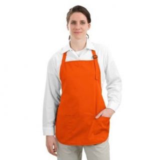Port Authority Medium Length Apron with Pouch Pockets, Orange Food Service Uniforms Aprons Clothing
