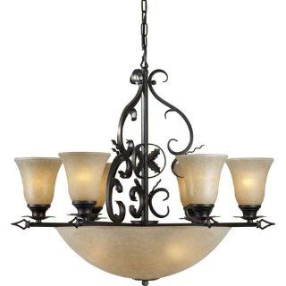Forte Lighting 2357 10 64 Chandelier with Mica Flake Glass Shades, Bordeaux    