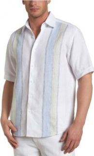 Cubavera Men's Short Sleeve Linen Engineered Shirt, White, Small at  Mens Clothing store Button Down Shirts