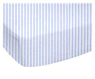 SheetWorld Fitted Bassinet Sheet   Blue Pinstripe Jersey Knit   Made In USA  Baby