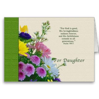 Birthday, Daughter, Floral Bouquet, Religious Greeting Card
