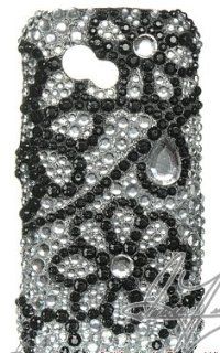 LG Neon II (GW370) AT&T Crystal Bling Protector Case   Black Daisy Diamond Cell Phones & Accessories