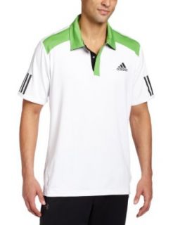 adidas Men's Barricade Traditional Polo, White/Intense Green/Black, Small Clothing