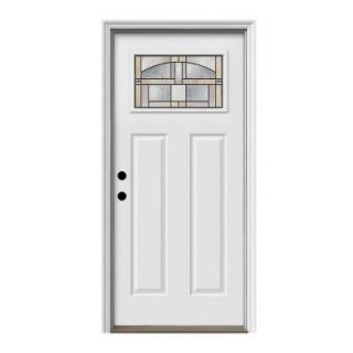 JELD WEN Premium Portage Craftsman Primed Steel Entry Door with Brickmold P23651