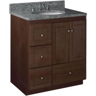 Simplicity by Strasser Ultraline 30 in. W x 21 in D x 34 1/2in H Vanity Cabinet Only with Left Drawers in Dark Alder 01.311.2
