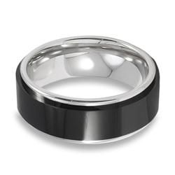 Men's High Polish Tungsten Carbide Black Ceramic Inlay Ring Men's Rings