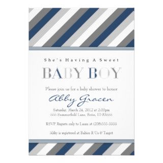Boy Baby Shower Invitations, Navy, Gray 875