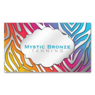 Neon Pink & Blue Zebra Print Business Coupon Cards Business Card