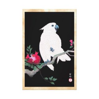 Cool japanese white cockatoo parrot tropical bird gallery wrapped canvas