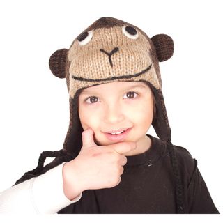 Hand knit Wool Fleece lined Monkey Hat Nirvanna Designs Inc. Boys' Accessories