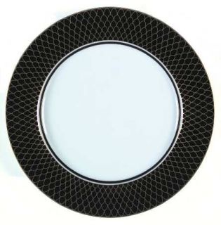Lynn Chase Midnight Collection Dinner Plate, Fine China Dinnerware   Black&Gold