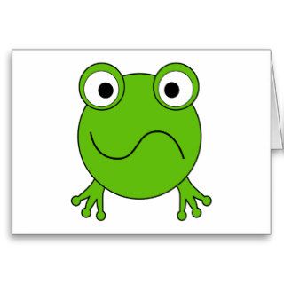 Green Frog. Looking confused. Cards