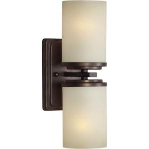 Illumine 2 Light Brushed Nickel Wall Sconce with White Linen Glass Shade CLI FRT2424 02 55