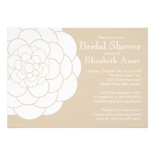 Modern Tan Dahlia Bloom Floral Bridal Shower Personalized Announcements