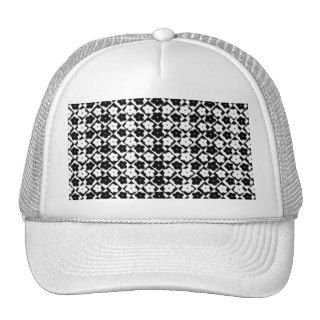 Cute Monochrome Flowers Diamond Geometric Pattern Trucker Hat